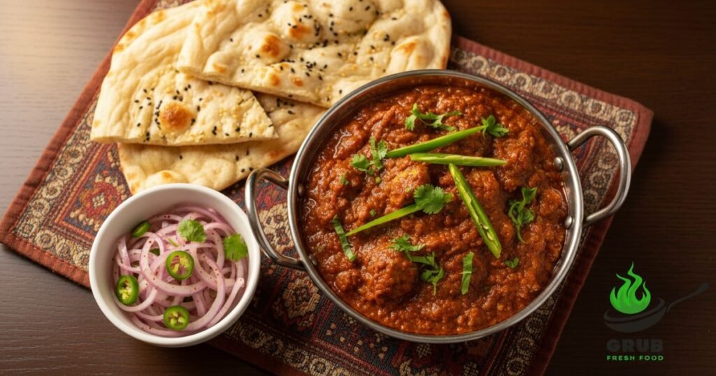 Beef Brain Masala garnished with coriander and green chilies