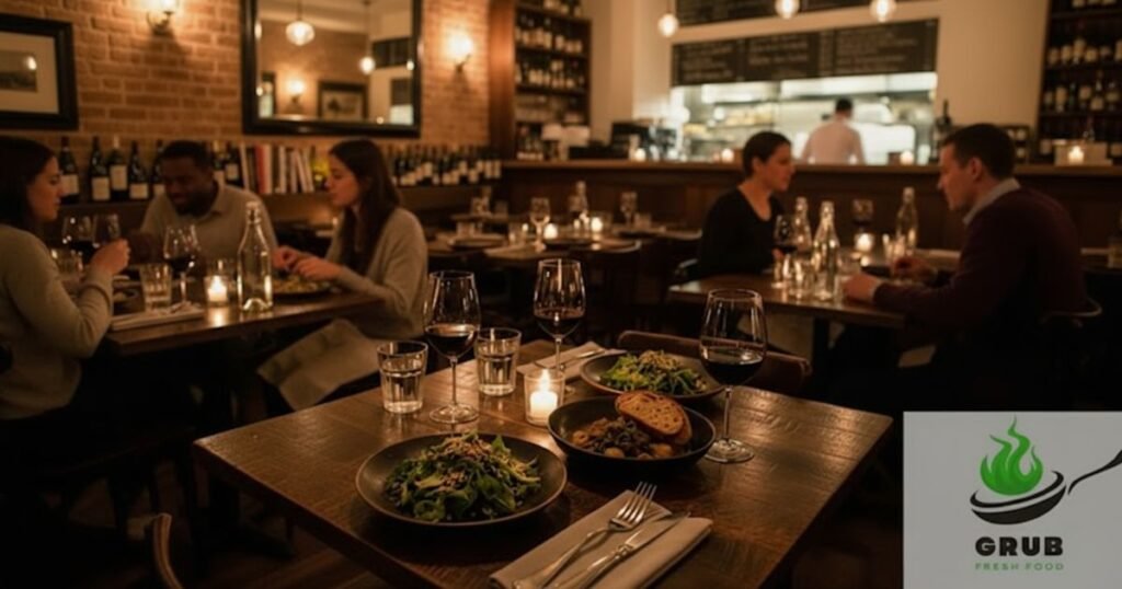 Guests enjoying a cozy dining experience at Hearth restaurant NYC