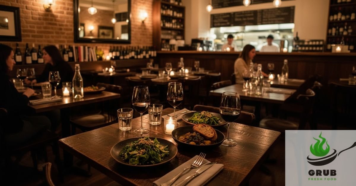 Cozy dining room at Hearth NYC with warm lighting and seasonal dishes