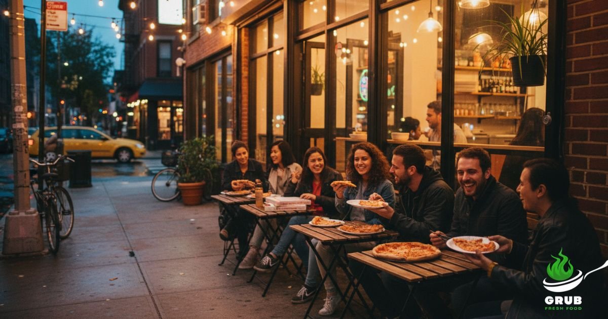 Front view of L’Industrie Pizzeria West Village NYC on Christopher Street