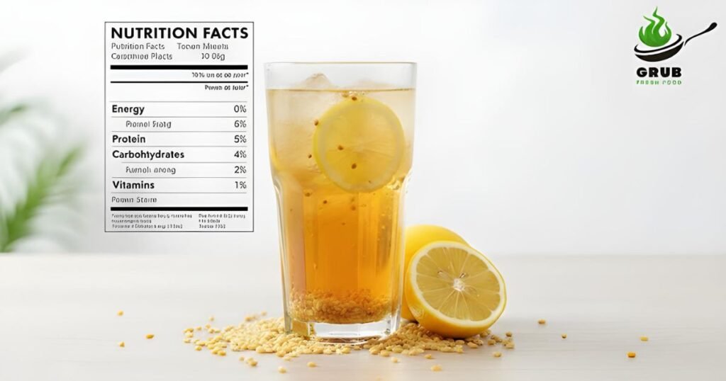Healthy lemon malt drink with fresh lemons and barley grains